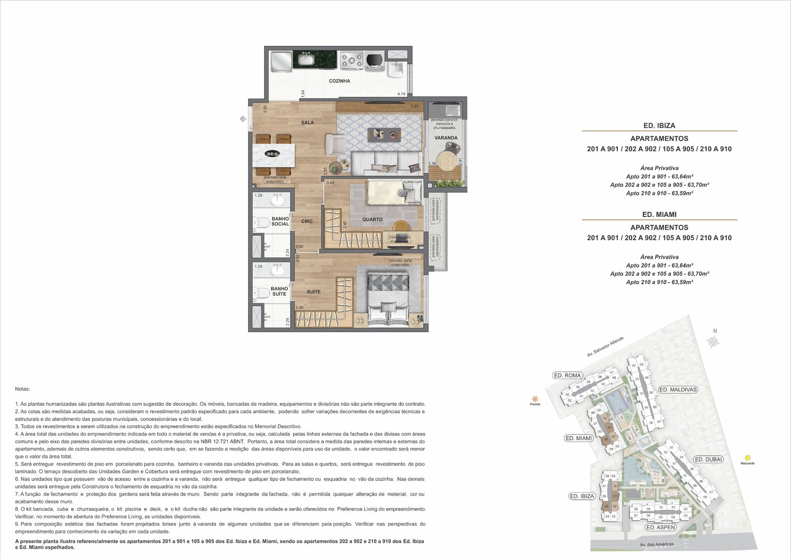 Planta 2 Quartos · 63 m² · final 01 · We Barra by Living