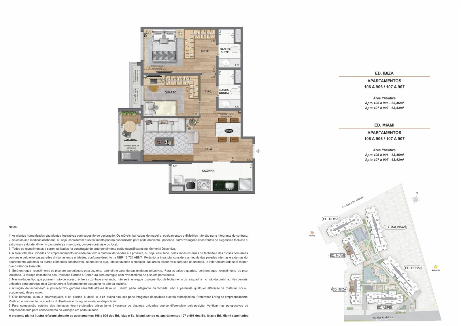 Planta 2 Quartos · 63 m² · final 06 · We Barra by Living